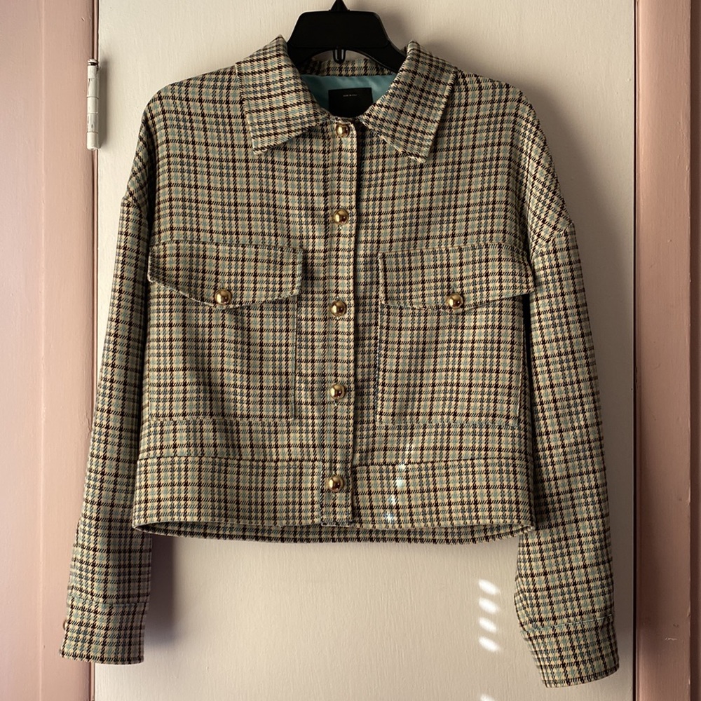 Pinko MADE IN ITALY plaid design cropped jacket